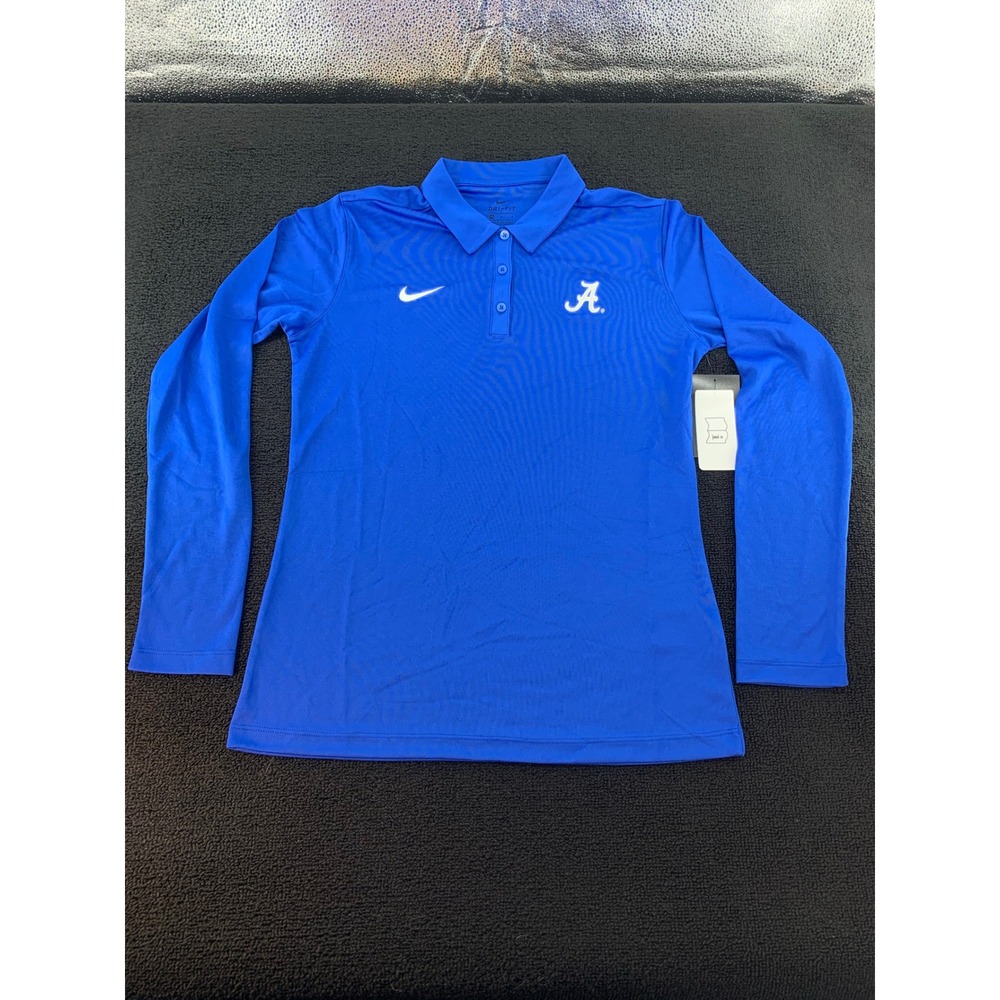 Nike Dri-Fit Alabama Crimson Tide Long Sleeve Polo‎ Shirt Womens M Royal Blue